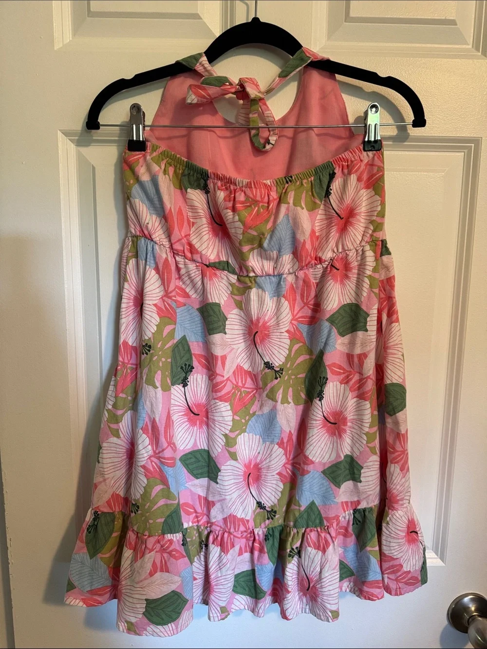 Gymboree Pink Floral Halter Dress with Green Leaves